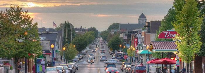 Bloomington This photo of Kirkwood Avenue in Bloomington is an all-American scene. Courtesy of Wikipedia.org